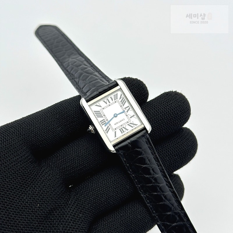 Cartier AF공장 까르띠에 탱크솔로 24MM 스틸 화이트다이얼 블랙크로커다일스트랩 시계 4번 이미지