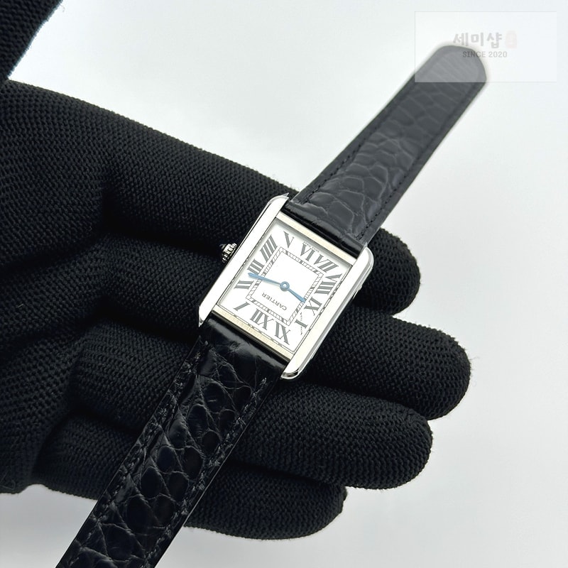 Cartier AF공장 까르띠에 탱크솔로 24MM 스틸 화이트다이얼 블랙크로커다일스트랩 시계 5번 이미지
