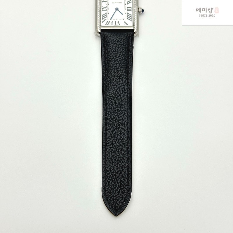 Cartier AF공장 까르띠에 탱크솔로 27 라지 스틸 화이트다이얼 다이아몬드베젤 소가죽스트랩 Tank Solo Ladies 27mm SS White Dial Diamonds Bezel on Black Leather Strap Ronda Quartz 시계 7번 이미지