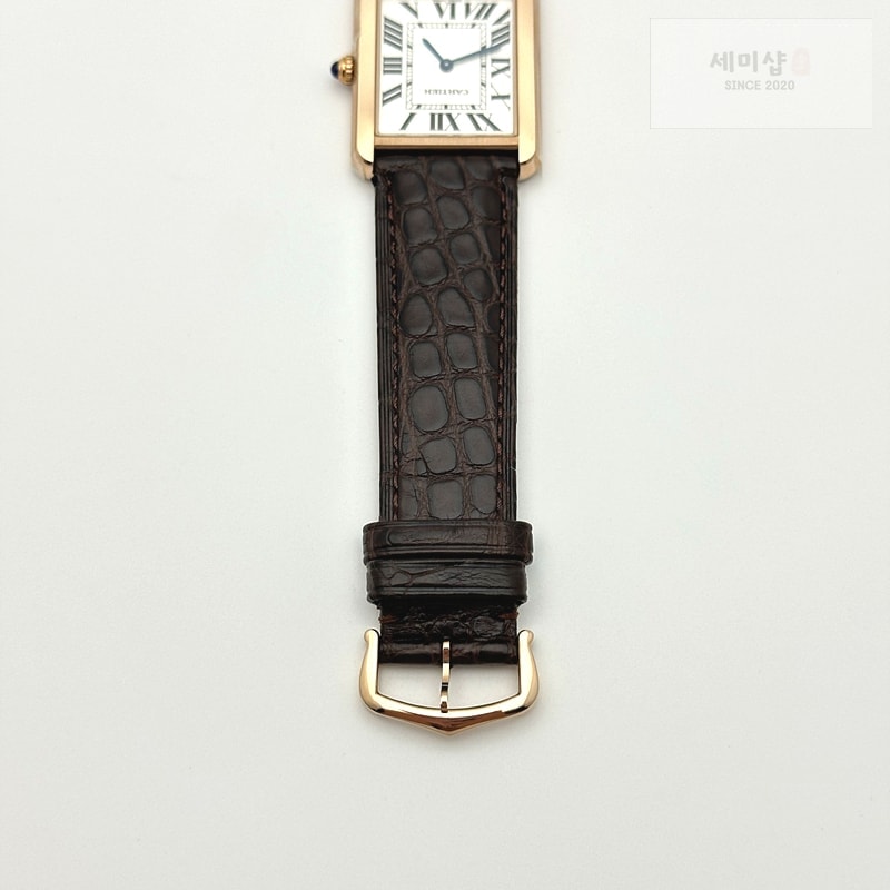 Cartier K11공장 까르띠에 로즈골드금통 탱크솔로 27MM 악어가죽스트랩 Tank Solo 27mm K11F RG White Dial on Brown Leather Strap Ronda Quartz 시계 8번 이미지