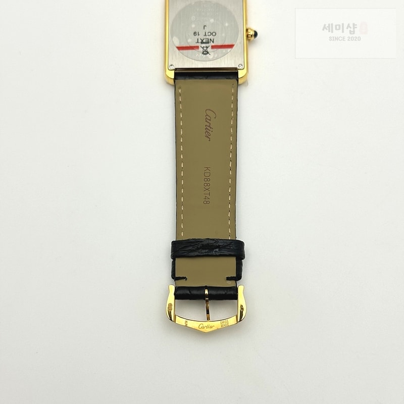 Cartier K11공장 까르띠에 옐로우골드금통 탱크솔로 27 악어가죽스트랩 Tank Solo 27mm K11F YG White Dial on Black Leather Strap Ronda Quartz 시계 9번 이미지