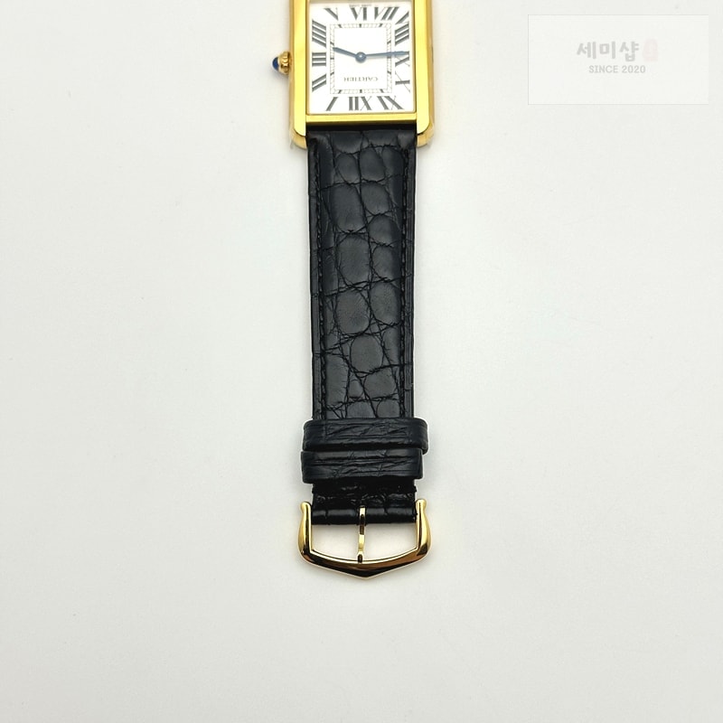 Cartier K11공장 까르띠에 옐로우골드금통 탱크솔로 27 악어가죽스트랩 Tank Solo 27mm K11F YG White Dial on Black Leather Strap Ronda Quartz 시계 8번 이미지