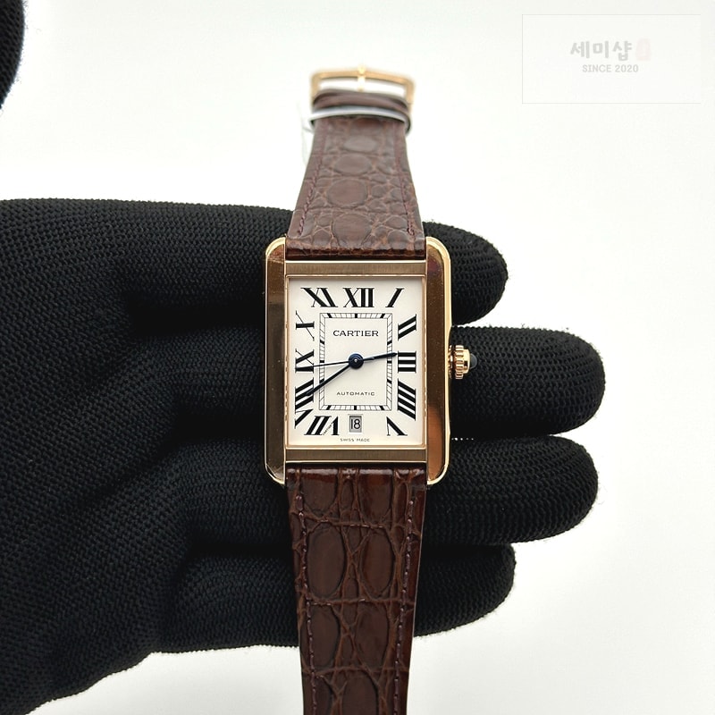Cartier AF공장 까르띠에 탱크솔로 31mm 로즈골드 화이트다이얼 브라운 악어가죽스트랩 시계 2번 이미지