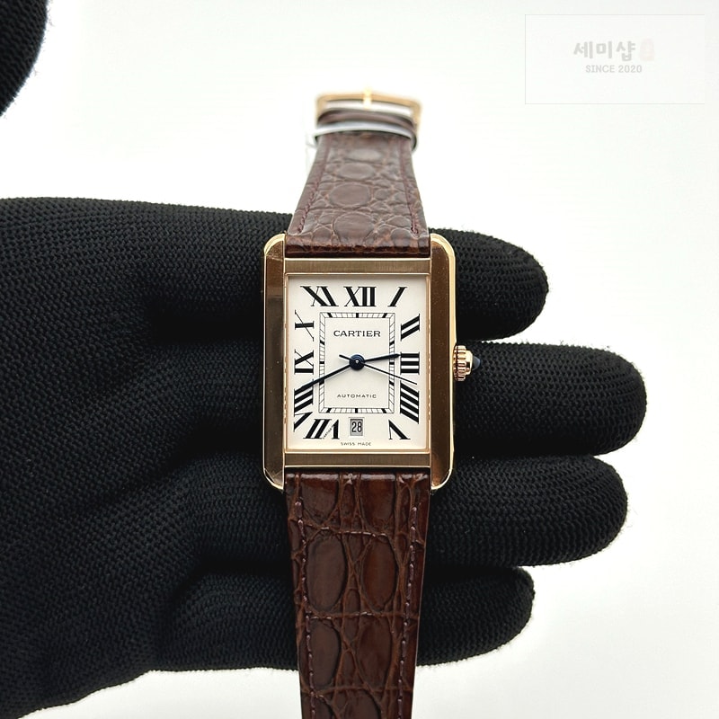 Cartier AF공장 까르띠에 탱크솔로 31mm 로즈골드 화이트다이얼 브라운 악어가죽스트랩 시계 3번 이미지