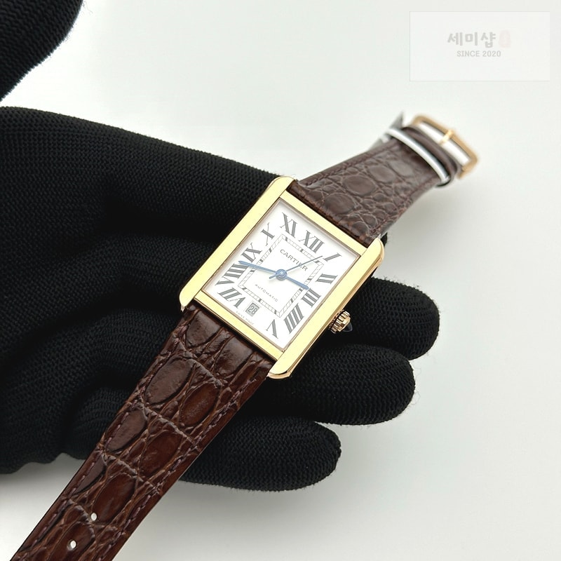 Cartier AF공장 까르띠에 탱크솔로 31mm 로즈골드 화이트다이얼 브라운 악어가죽스트랩 시계 5번 이미지