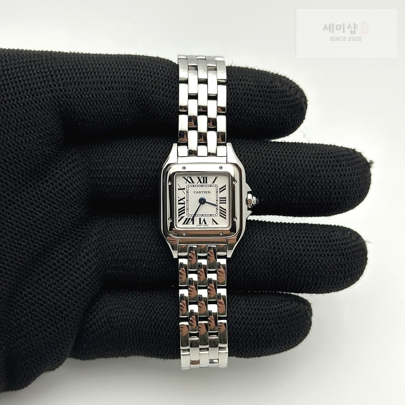 Cartier K11공장 까르띠에 팬더 레이디즈 22 스틸 화이트다이얼 브레이슬릿 Panthère Secrete Ladies 22mm SS White Dial on SS Bracelet Ronda Quartz 시계 1번 이미지