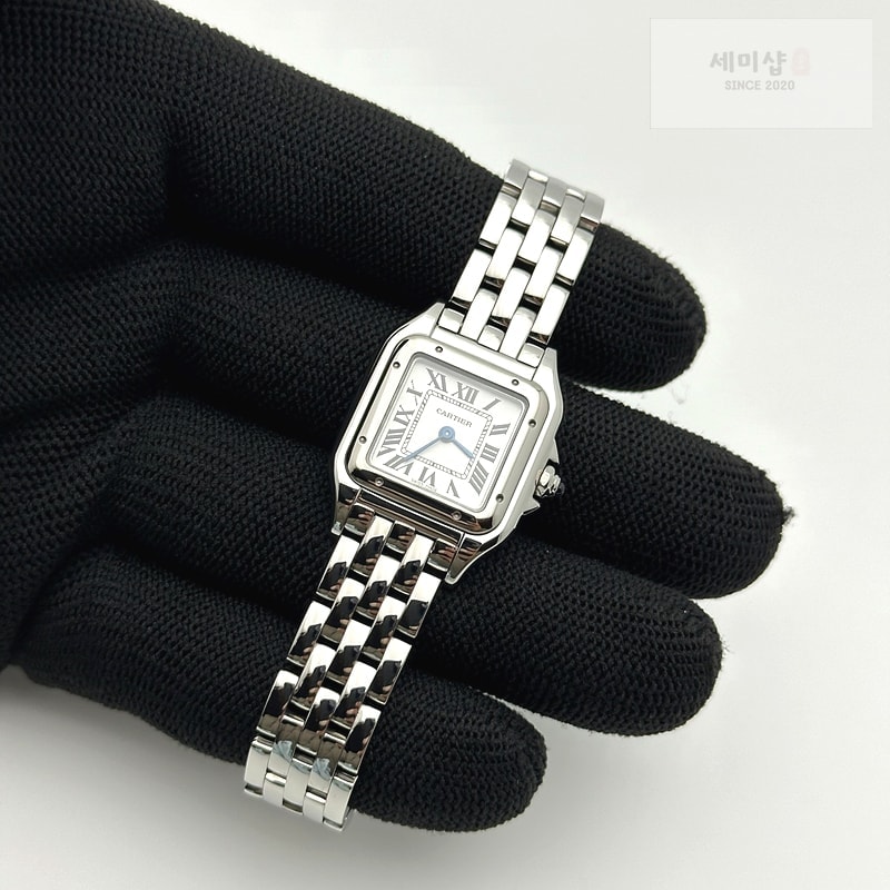 Cartier K11공장 까르띠에 팬더 레이디즈 22 스틸 화이트다이얼 브레이슬릿 Panthère Secrete Ladies 22mm SS White Dial on SS Bracelet Ronda Quartz 시계 3번 이미지