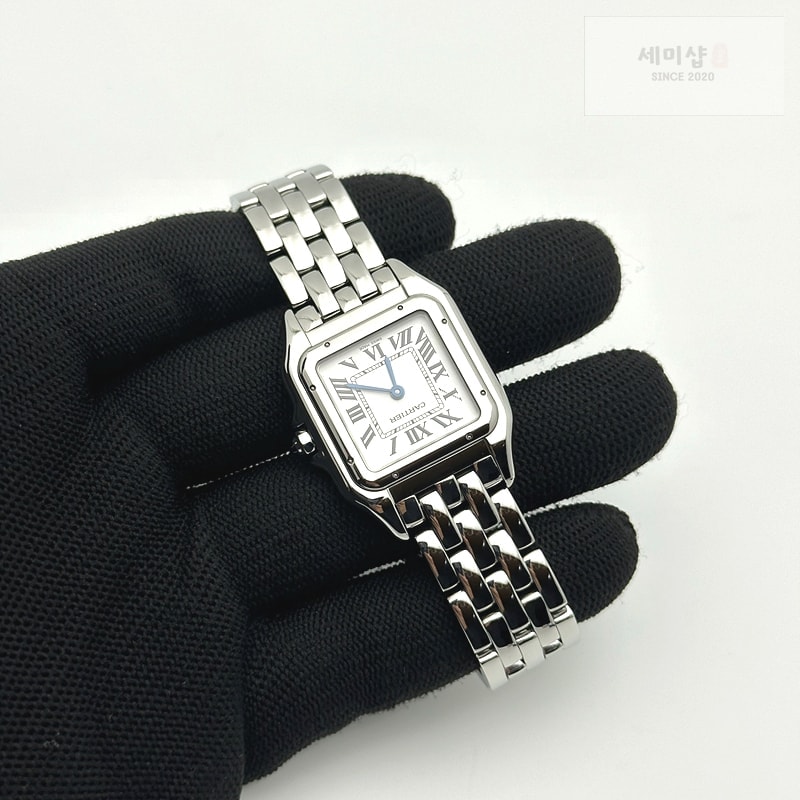 Cartier BV공장 까르띠에 팬더 27 스틸 다이아몬드베젤 화이트다이얼 브레이슬릿 Panthère 27mm BVF 1:1 Best Edition SS White Dial Diamonds Bezel on SS Bracelet Ronda Quartz 시계 4번 이미지