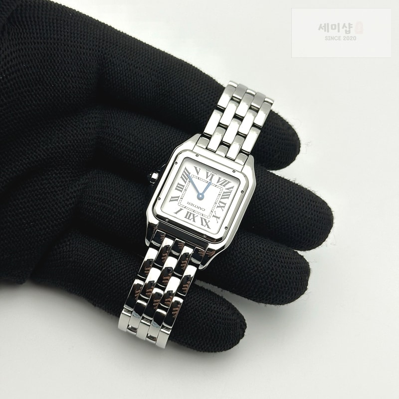 Cartier BV공장 까르띠에 팬더 27 스틸 다이아몬드베젤 화이트다이얼 브레이슬릿 Panthère 27mm BVF 1:1 Best Edition SS White Dial Diamonds Bezel on SS Bracelet Ronda Quartz 시계 5번 이미지