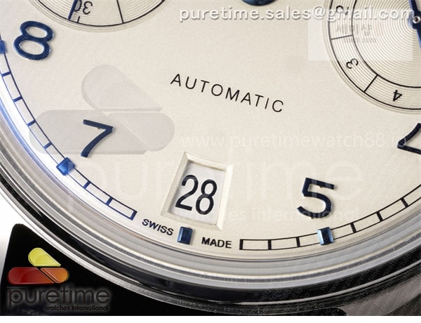 I W C APS공장 IWC 포르투기저 스틸 화이트다이얼 블루가죽스트랩 Portugieser Automatic 42mm SS APSF 1_1 Best Edition White Dial Blue Marker on Blue Leather Strap A52011 시계 9번 이미지