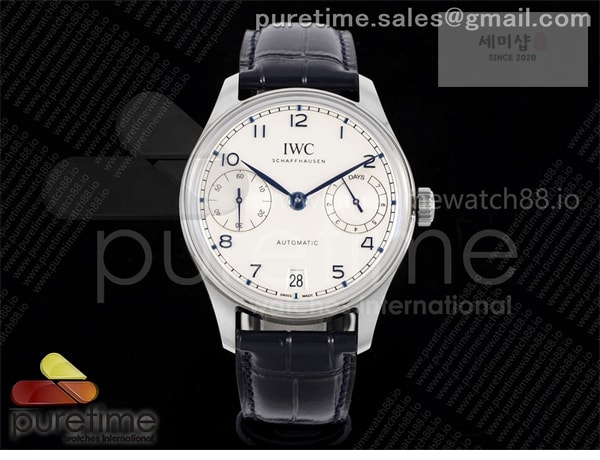 I W C APS공장 IWC 포르투기저 스틸 화이트다이얼 블루가죽스트랩 Portugieser Automatic 42mm SS APSF 1_1 Best Edition White Dial Blue Marker on Blue Leather Strap A52011 시계 10번 이미지