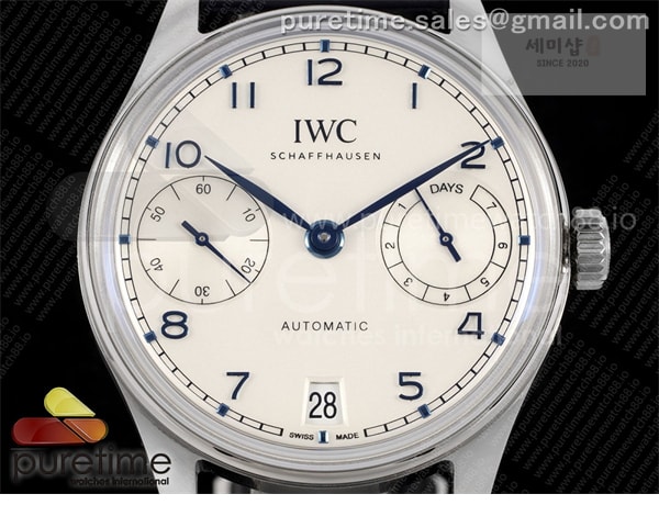 I W C APS공장 IWC 포르투기저 스틸 화이트다이얼 블루가죽스트랩 Portugieser Automatic 42mm SS APSF 1_1 Best Edition White Dial Blue Marker on Blue Leather Strap A52011 시계 4번 이미지
