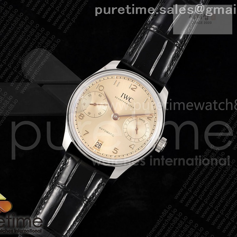 I W C APS공장 IWC 포르투기저 오토메틱 스틸 로즈골드다이얼 블랙가죽스트랩 Portugieser Automatic 42mm SS APSF 1_1 Best Edition RG Dial on Black Leather Strap A52011 시계 2번 이미지