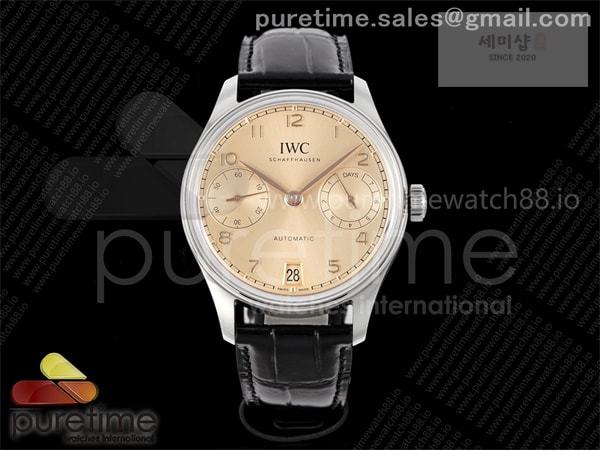 I W C APS공장 IWC 포르투기저 오토메틱 스틸 로즈골드다이얼 블랙가죽스트랩 Portugieser Automatic 42mm SS APSF 1_1 Best Edition RG Dial on Black Leather Strap A52011 시계 3번 이미지