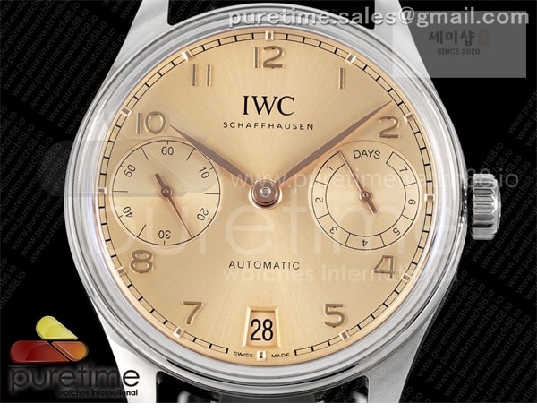 I W C APS공장 IWC 포르투기저 오토메틱 스틸 로즈골드다이얼 블랙가죽스트랩 Portugieser Automatic 42mm SS APSF 1_1 Best Edition RG Dial on Black Leather Strap A52011 시계 12번 이미지