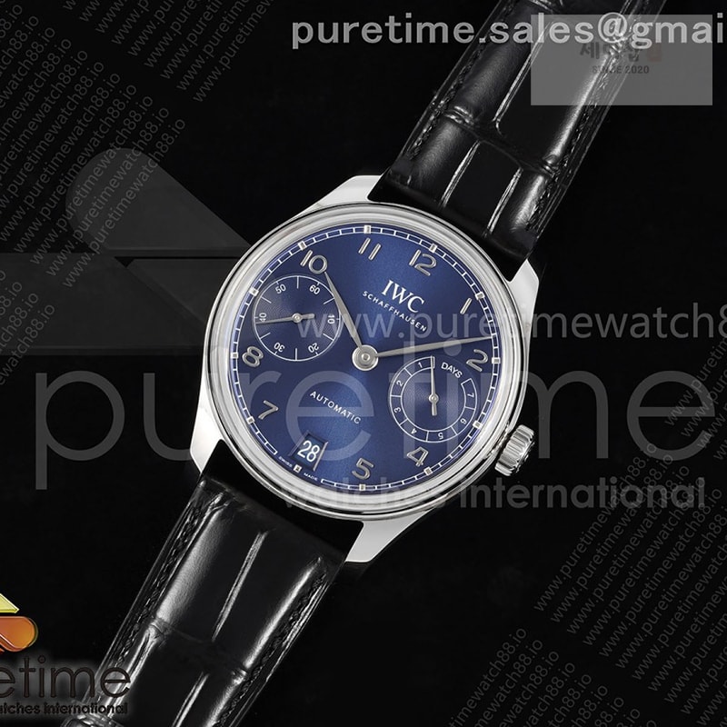 I W C APS공장 IWC 포르투기저 오토메틱 스틸 블루다이얼 블랙가죽스트랩 Portugieser Automatic 42mm SS APSF 1_1 Best Edition Blue Dial on Black Leather Strap A52011 시계 2번 이미지