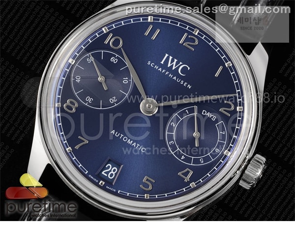 I W C APS공장 IWC 포르투기저 오토메틱 스틸 블루다이얼 블랙가죽스트랩 Portugieser Automatic 42mm SS APSF 1_1 Best Edition Blue Dial on Black Leather Strap A52011 시계 3번 이미지