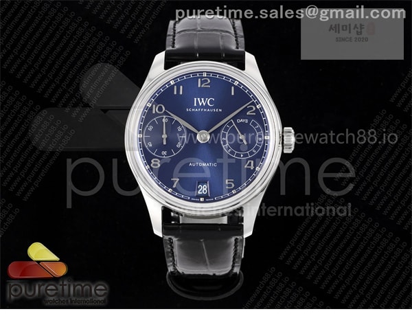 I W C APS공장 IWC 포르투기저 오토메틱 스틸 블루다이얼 블랙가죽스트랩 Portugieser Automatic 42mm SS APSF 1_1 Best Edition Blue Dial on Black Leather Strap A52011 시계 9번 이미지
