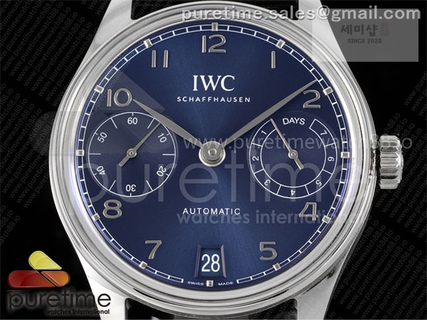 I W C APS공장 IWC 포르투기저 오토메틱 스틸 블루다이얼 블랙가죽스트랩 Portugieser Automatic 42mm SS APSF 1_1 Best Edition Blue Dial on Black Leather Strap A52011 시계 10번 이미지