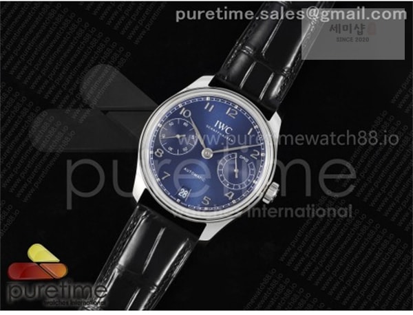 I W C APS공장 IWC 포르투기저 오토메틱 스틸 블루다이얼 블랙가죽스트랩 Portugieser Automatic 42mm SS APSF 1_1 Best Edition Blue Dial on Black Leather Strap A52011 시계 26번 이미지
