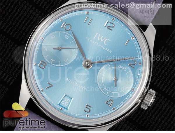 I W C APS공장 IWC 포르투기저 오토메틱 스틸 아이스블루다이얼 퍼플가죽스트랩 Portugieser Automatic 42mm SS APSF 1_1 Best Edition Ice Blue Dial on Purple Leather Strap A52011 시계 3번 이미지