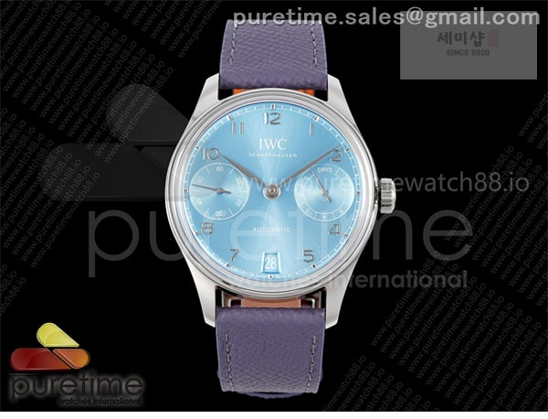 I W C APS공장 IWC 포르투기저 오토메틱 스틸 아이스블루다이얼 퍼플가죽스트랩 Portugieser Automatic 42mm SS APSF 1_1 Best Edition Ice Blue Dial on Purple Leather Strap A52011 시계 7번 이미지
