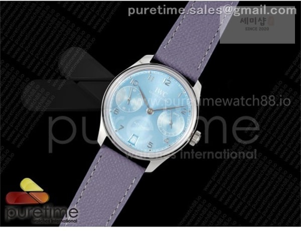 I W C APS공장 IWC 포르투기저 오토메틱 스틸 아이스블루다이얼 퍼플가죽스트랩 Portugieser Automatic 42mm SS APSF 1_1 Best Edition Ice Blue Dial on Purple Leather Strap A52011 시계 22번 이미지