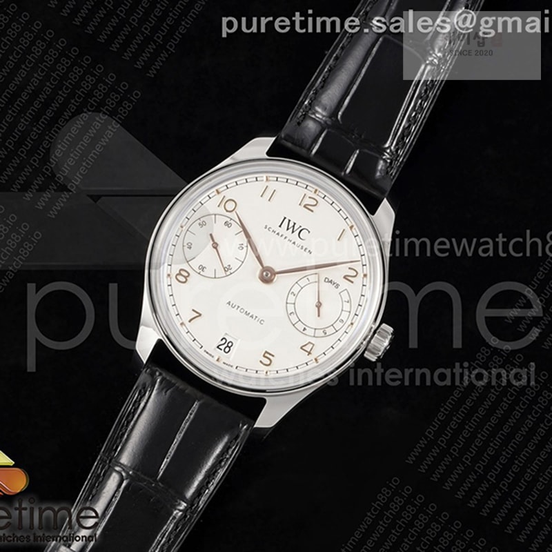 I W C APS공장 IWC 포르투기저 오토메틱 스틸 화이트다이얼 블랙가죽스트랩 Portugieser Automatic 42mm SS APSF 1_1 Best Edition White Dial RG Marker on Black Leather Strap A52011 시계 24번 이미지