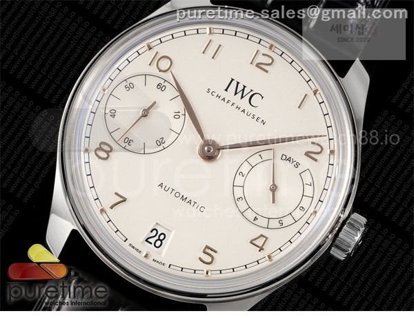 I W C APS공장 IWC 포르투기저 오토메틱 스틸 화이트다이얼 블랙가죽스트랩 Portugieser Automatic 42mm SS APSF 1_1 Best Edition White Dial RG Marker on Black Leather Strap A52011 시계 2번 이미지