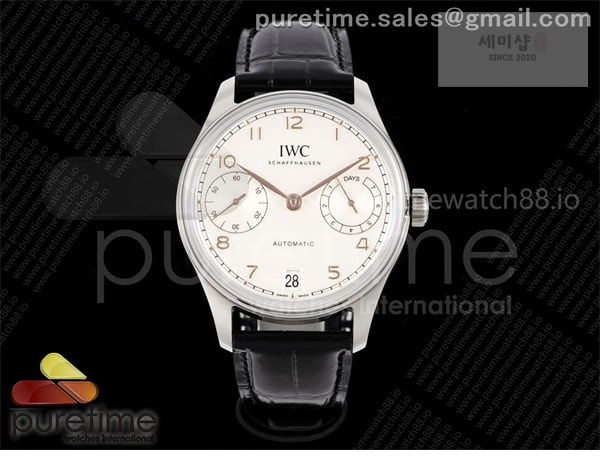 I W C APS공장 IWC 포르투기저 오토메틱 스틸 화이트다이얼 블랙가죽스트랩 Portugieser Automatic 42mm SS APSF 1_1 Best Edition White Dial RG Marker on Black Leather Strap A52011 시계 25번 이미지