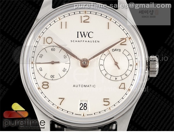 I W C APS공장 IWC 포르투기저 오토메틱 스틸 화이트다이얼 블랙가죽스트랩 Portugieser Automatic 42mm SS APSF 1_1 Best Edition White Dial RG Marker on Black Leather Strap A52011 시계 7번 이미지