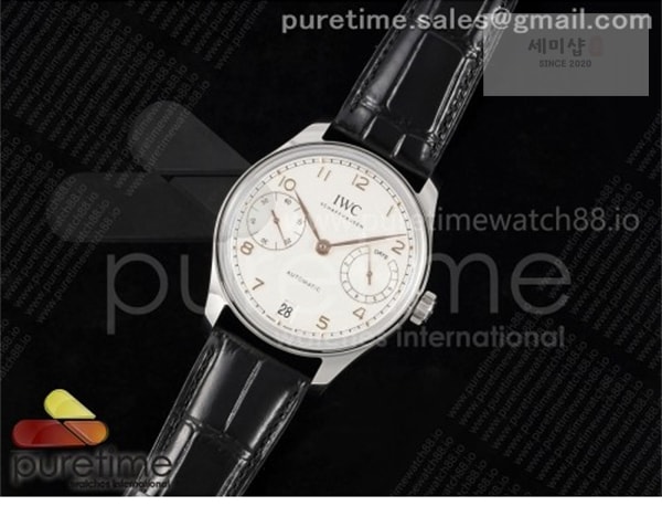 I W C APS공장 IWC 포르투기저 오토메틱 스틸 화이트다이얼 블랙가죽스트랩 Portugieser Automatic 42mm SS APSF 1_1 Best Edition White Dial RG Marker on Black Leather Strap A52011 시계 31번 이미지