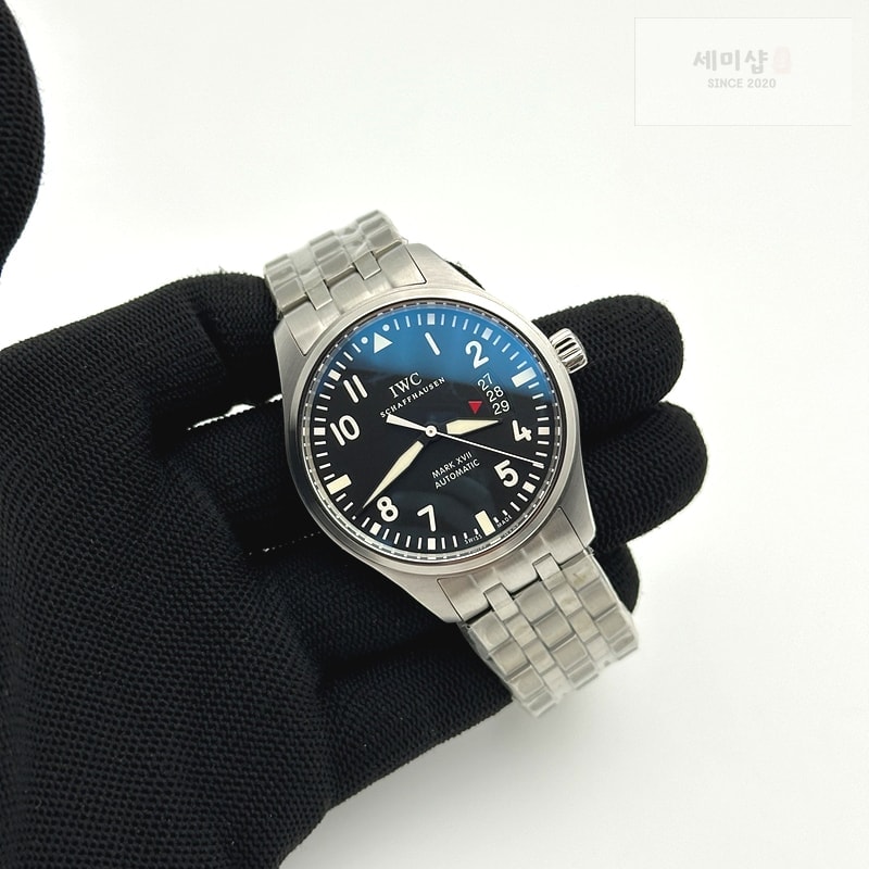 I W C MK공장 v2 IWC 마크17 스틸 블랙다이얼 브레이슬릿 Mark XVII IW326504 Black Dial on SS Bracelet MIYOTA 9015 시계 4번 이미지