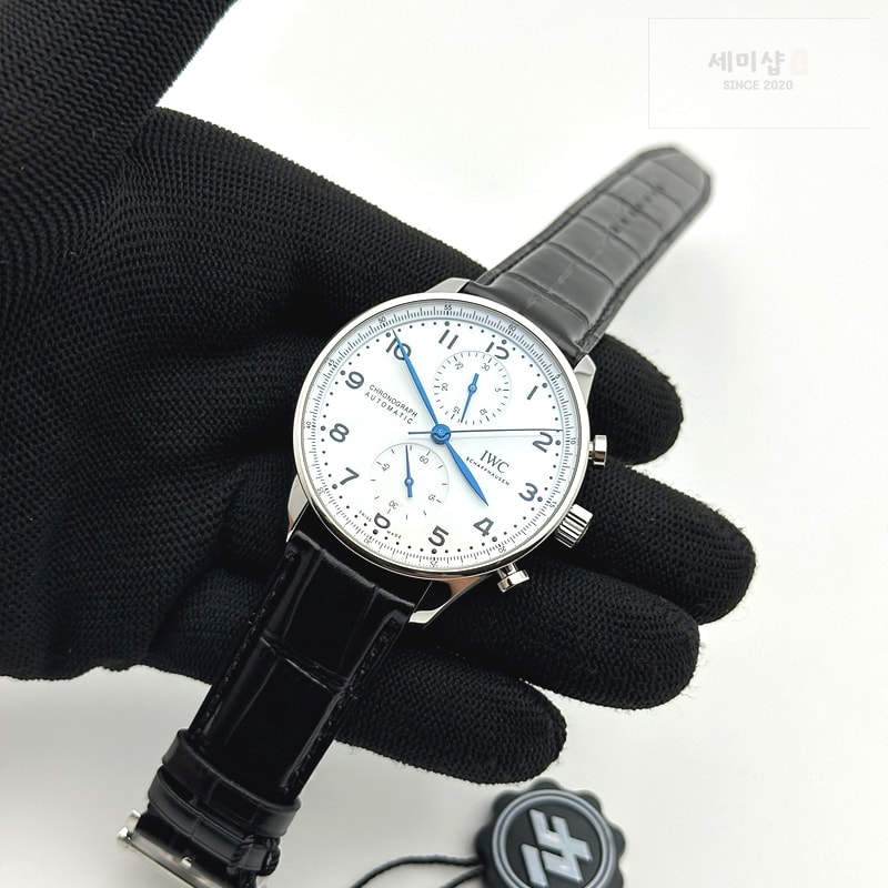 I W C ZF공장 IWC 포르투기저 크로노그래프 150주년 화이트다이얼 Portugieser Chronograph Edition “150 Years” IW371602 White Dial on Black Leather Strap A7750 (Slim Movement) 시계 3번 이미지