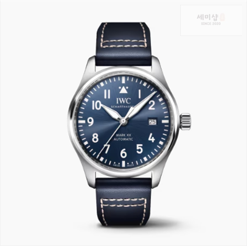 I W C V7공장 IWC 파일럿 마크20 블루다이얼 가죽스트랩 시계 1번 이미지