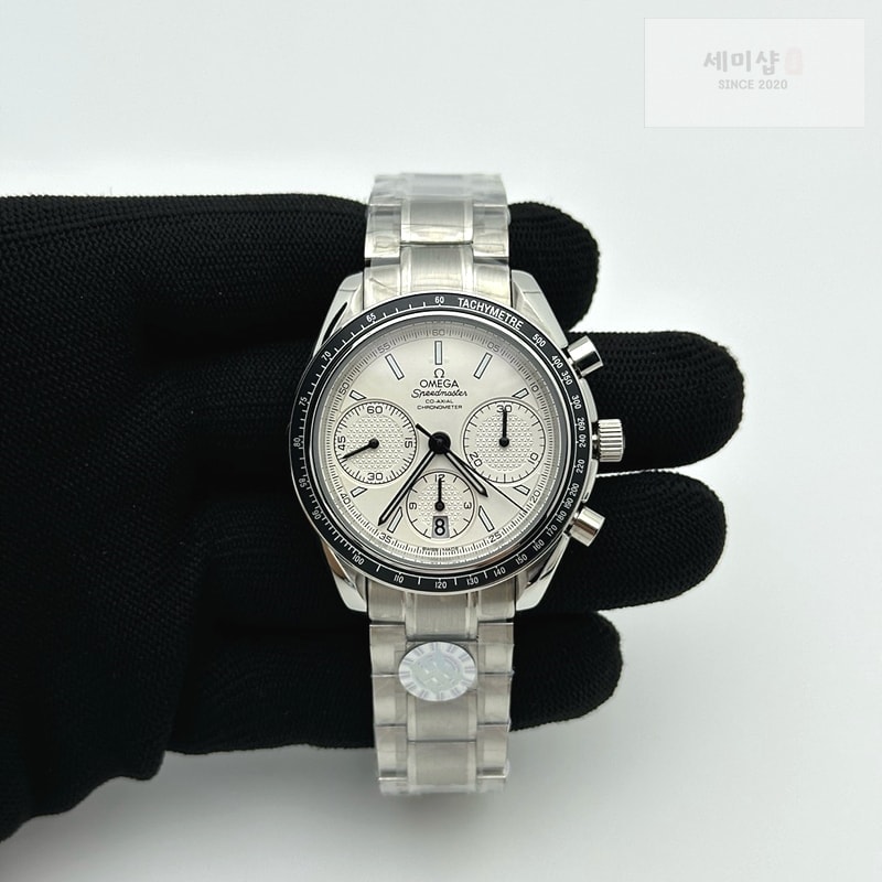 Omega HR공장 오메가 스피드마스터 레이싱 크로노그래프 화이트다이얼 브레이슬릿 Speedmaster Racing Chrono 40mm SS/SS Wht HRF C3330 시계 1번 이미지