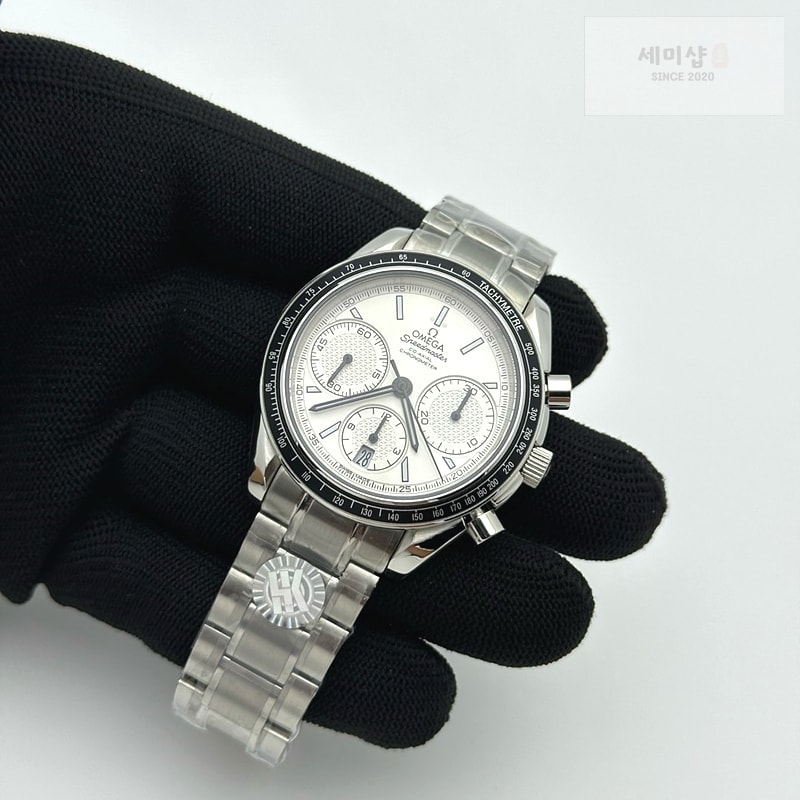 Omega HR공장 오메가 스피드마스터 레이싱 크로노그래프 화이트다이얼 브레이슬릿 Speedmaster Racing Chrono 40mm SS/SS Wht HRF C3330 시계 5번 이미지