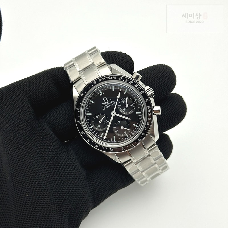 Omega OM공장 오메가 문워치 스피드마스터 프로페셔널 스틸 블랙다이얼 브레이슬릿 SPEEDMASTER PROFESSIONAL SS BLACK DIAL ON SS BRACELET MANUAL WINDING CHRONO MOVEMENT 시계 2번 이미지