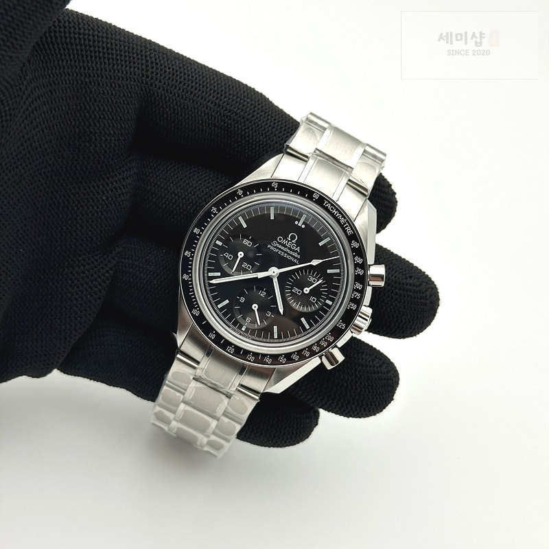 Omega OM공장 오메가 문워치 스피드마스터 프로페셔널 스틸 블랙다이얼 브레이슬릿 SPEEDMASTER PROFESSIONAL SS BLACK DIAL ON SS BRACELET MANUAL WINDING CHRONO MOVEMENT 시계 3번 이미지