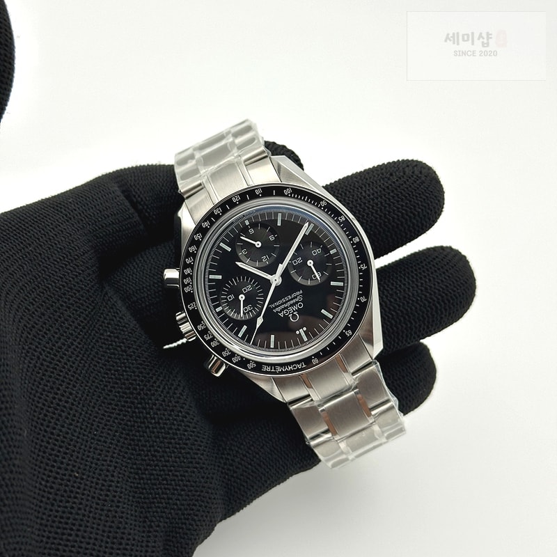 Omega OM공장 오메가 문워치 스피드마스터 프로페셔널 스틸 블랙다이얼 브레이슬릿 SPEEDMASTER PROFESSIONAL SS BLACK DIAL ON SS BRACELET MANUAL WINDING CHRONO MOVEMENT 시계 4번 이미지