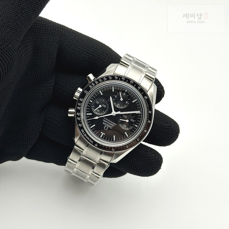 Omega OM공장 오메가 문워치 스피드마스터 프로페셔널 스틸 블랙다이얼 브레이슬릿 SPEEDMASTER PROFESSIONAL SS BLACK DIAL ON SS BRACELET MANUAL WINDING CHRONO MOVEMENT 시계 5번 이미지