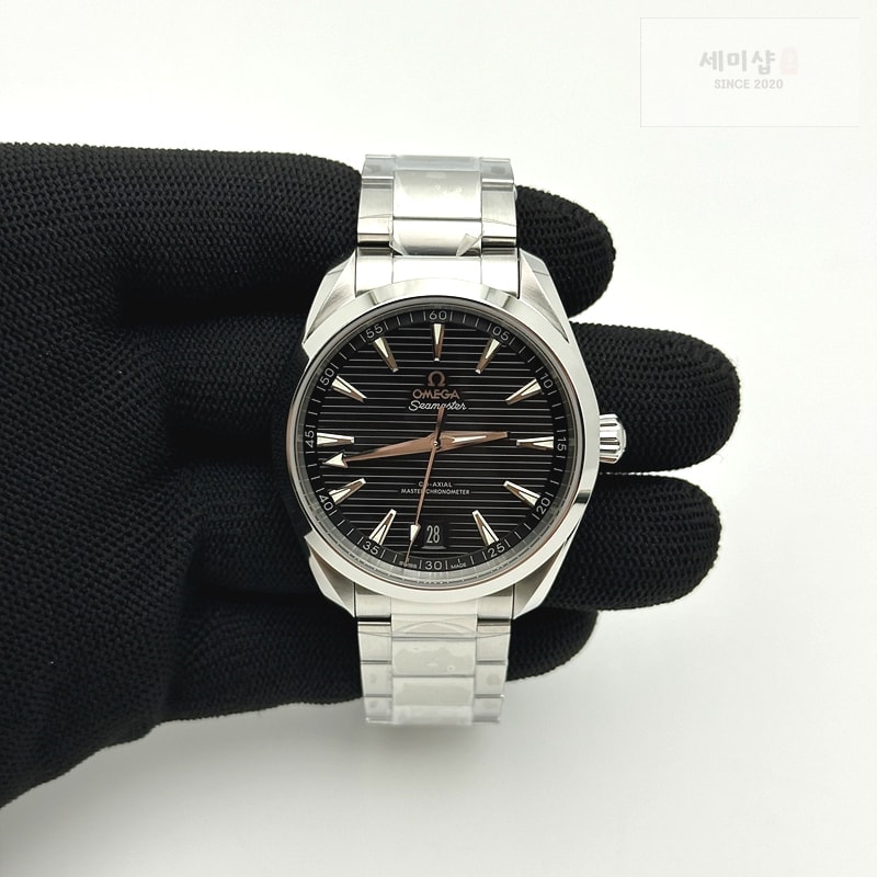 Omega VS공장 오메가 씨마스터 아쿠아테라 150m 블랙다이얼 그린핸즈 브레이슬릿 41mm Aqua Terra 150M Master Chronometers Black Dial Green Hand on SS Bracelet A8900 Super Clone 시계 3번 이미지