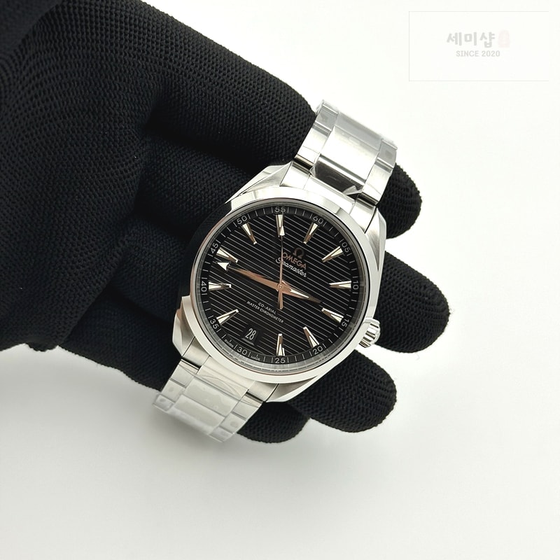 Omega VS공장 오메가 씨마스터 아쿠아테라 150m 블랙다이얼 그린핸즈 브레이슬릿 41mm Aqua Terra 150M Master Chronometers Black Dial Green Hand on SS Bracelet A8900 Super Clone 시계 5번 이미지