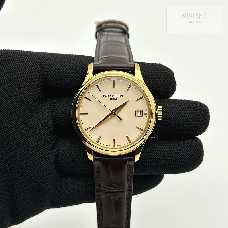 Patek Philippe 3K공장 파텍필립 칼라트라바 5227 옐로우골드금통 아이보리다이얼 플립시스루백 가죽스트랩 Calatrava 5227R SS 3KF 1:1 Best Edition White Dial on Brown Leather Strap A324 Super Clone V2 시계 2번 이미지