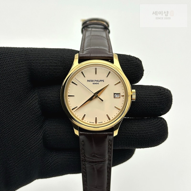 Patek Philippe 3K공장 파텍필립 칼라트라바 5227 옐로우골드금통 아이보리다이얼 플립시스루백 가죽스트랩 Calatrava 5227R SS 3KF 1:1 Best Edition White Dial on Brown Leather Strap A324 Super Clone V2 시계 3번 이미지