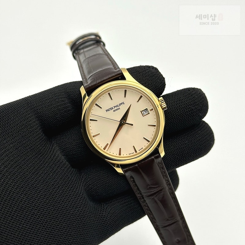 Patek Philippe 3K공장 파텍필립 칼라트라바 5227 옐로우골드금통 아이보리다이얼 플립시스루백 가죽스트랩 Calatrava 5227R SS 3KF 1:1 Best Edition White Dial on Brown Leather Strap A324 Super Clone V2 시계 4번 이미지