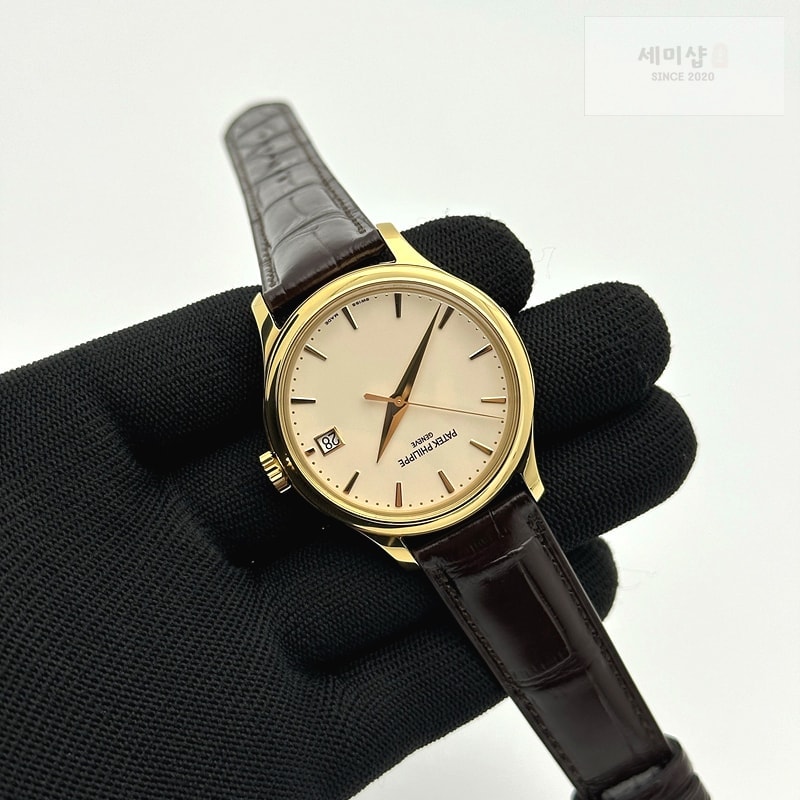 Patek Philippe 3K공장 파텍필립 칼라트라바 5227 옐로우골드금통 아이보리다이얼 플립시스루백 가죽스트랩 Calatrava 5227R SS 3KF 1:1 Best Edition White Dial on Brown Leather Strap A324 Super Clone V2 시계 6번 이미지