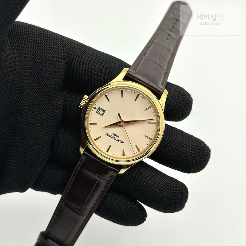 Patek Philippe 3K공장 파텍필립 칼라트라바 5227 옐로우골드금통 아이보리다이얼 플립시스루백 가죽스트랩 Calatrava 5227R SS 3KF 1:1 Best Edition White Dial on Brown Leather Strap A324 Super Clone V2 시계 7번 이미지