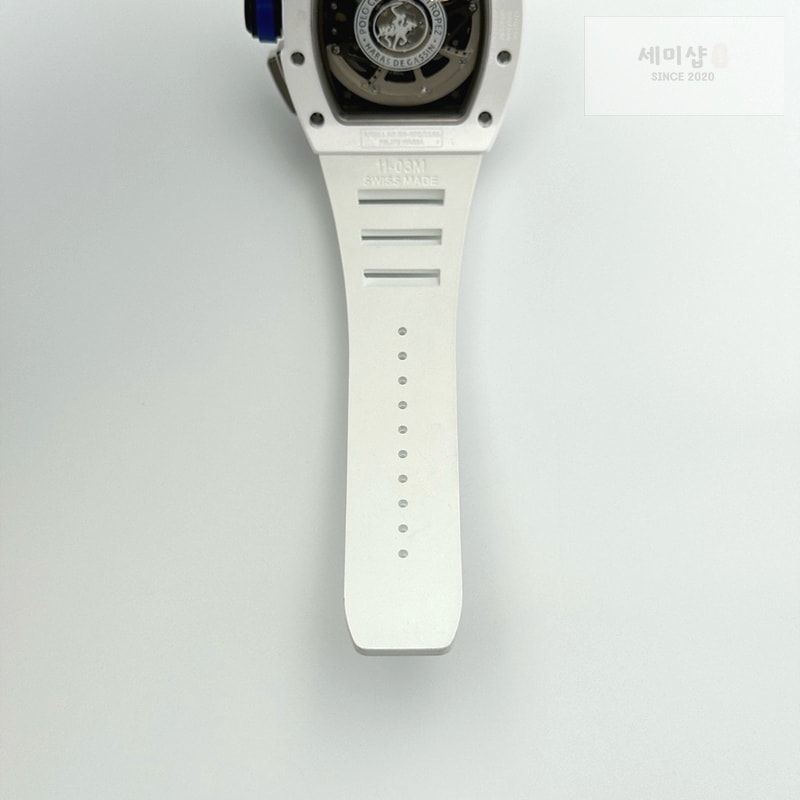 리차드밀 KU공장 리차드밀 RM011 화이트세라믹케이스 스켈레톤다이얼 러버스트랩 RM011 Real White Ceramic Chronograph Crystal Skeleton Dial Blue on Gray Rubber Strap A7750 KV공장 시계 10번 이미지