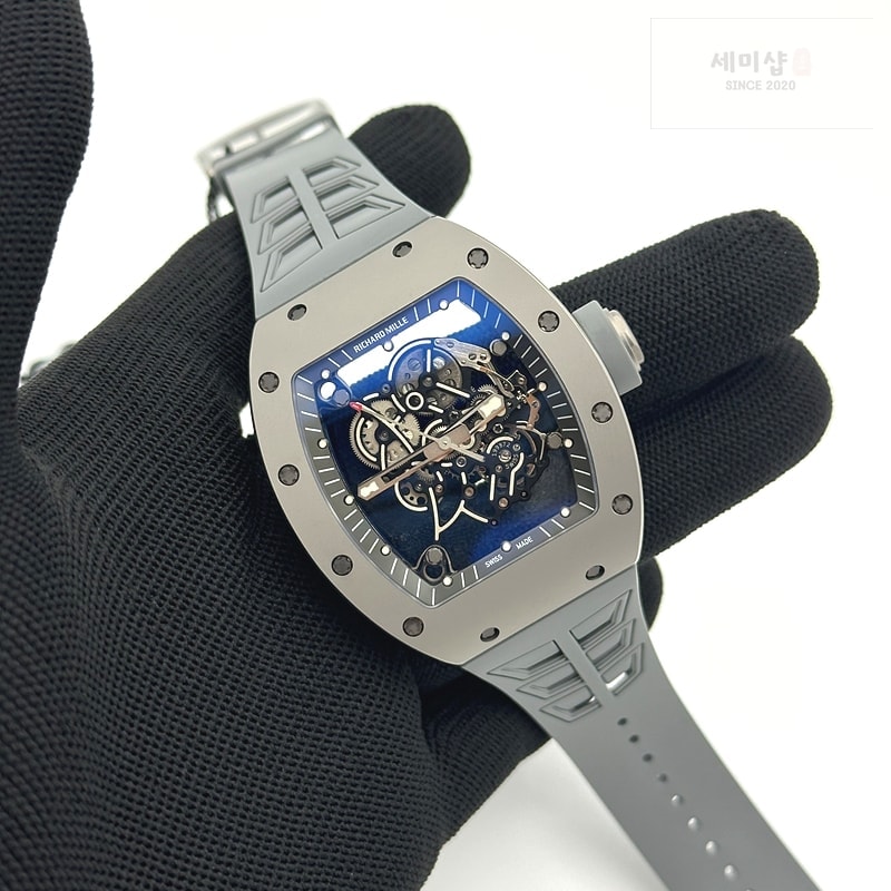 리차드밀 ZF공장 리차드밀 RM055 티타늄 스켈레톤다이얼 그레이러버스트랩 RM055 Titanium Carbide ZF 1:1 Best Edition Skeleton Dial On Gray Shark Rubber Strap RMUL2 Super Clone 시계 2번 이미지